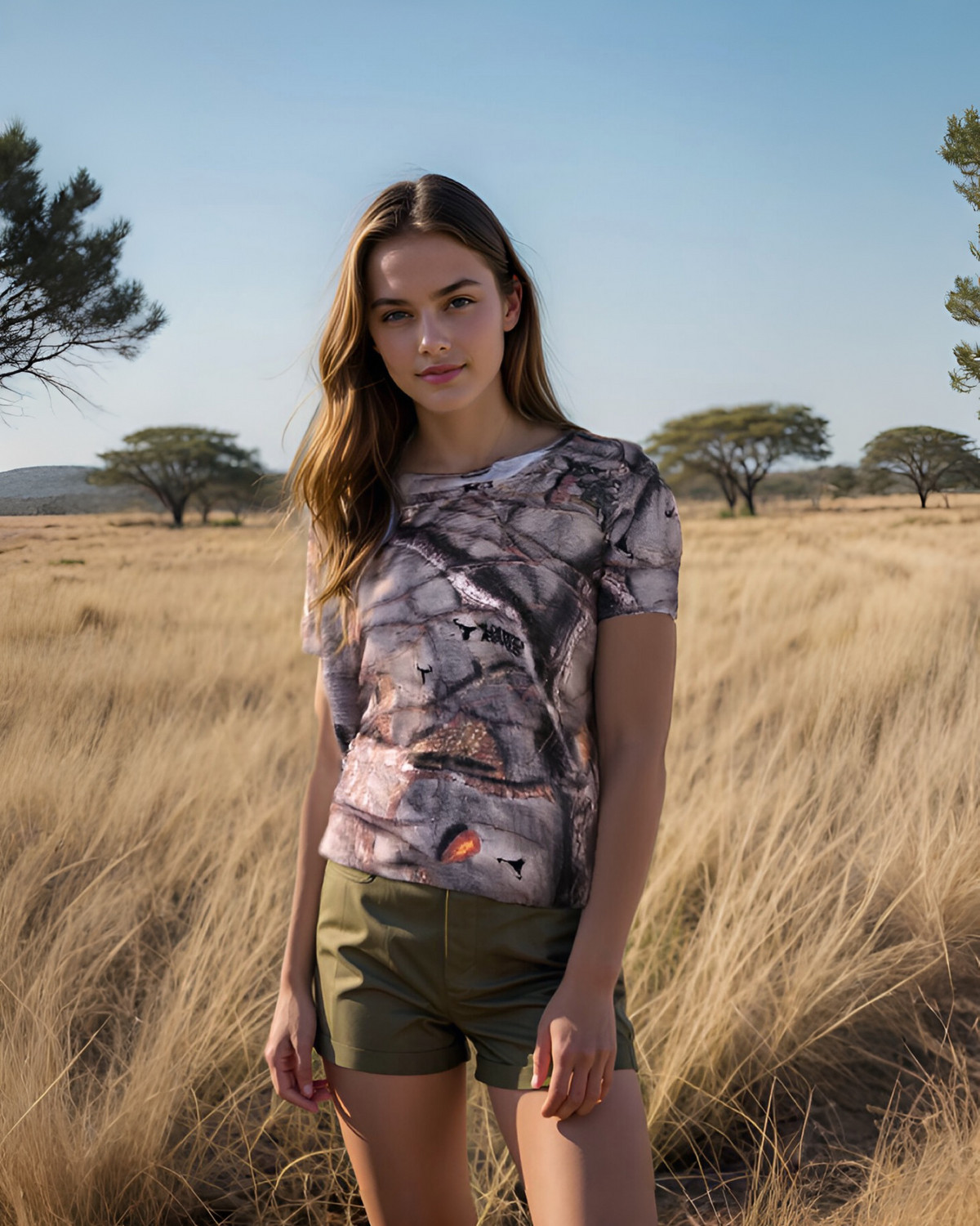 Wildebees Bosveld Short Sleeve Camo Tee (Women)
